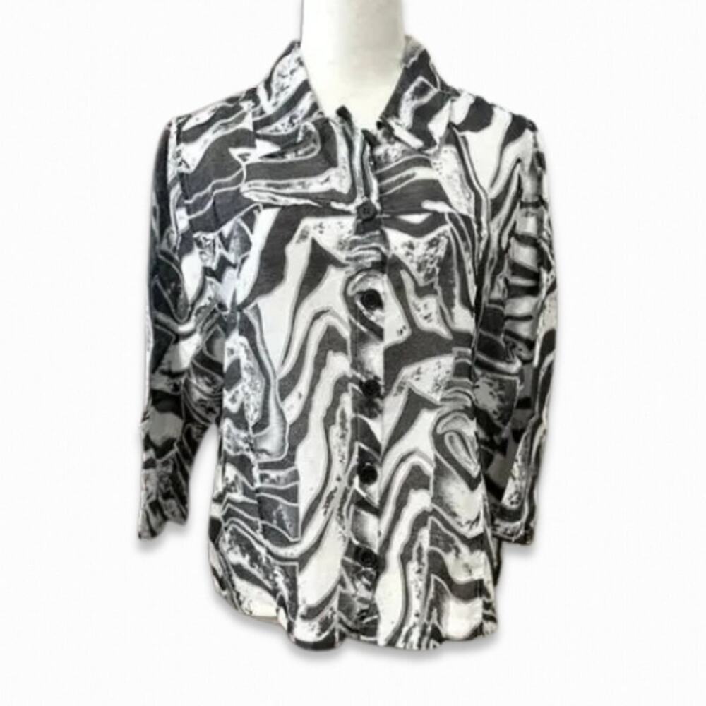 Toni Morgan Trucker Jacket Waist Length Button Front Flattering Fit Gray W US M